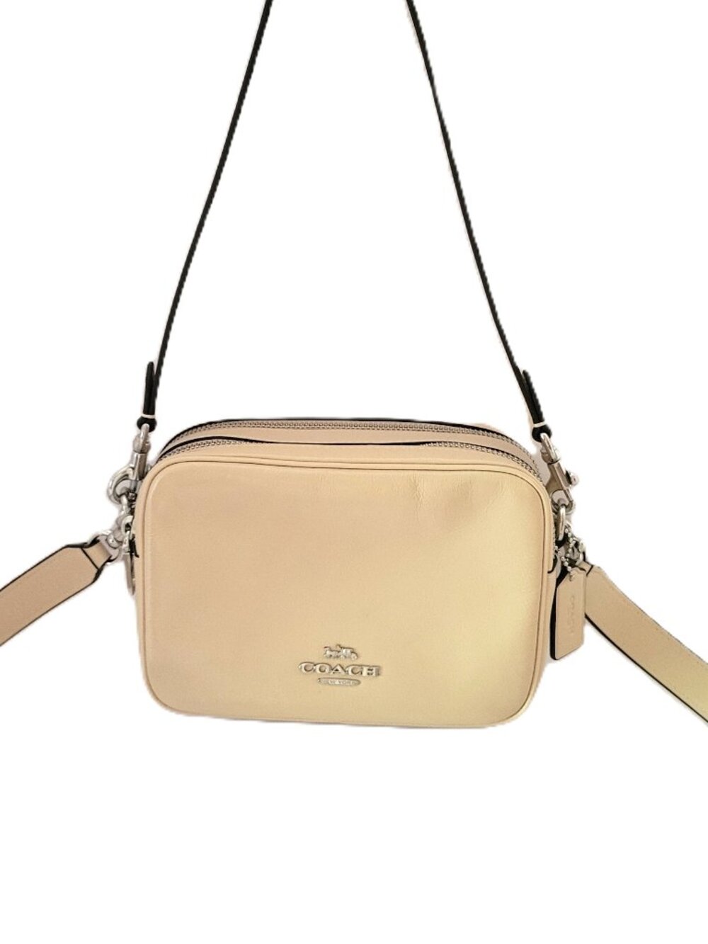 Coach CEK70 Mini Carey Crinkle Leather Crossbody Bag Handbag Ivory